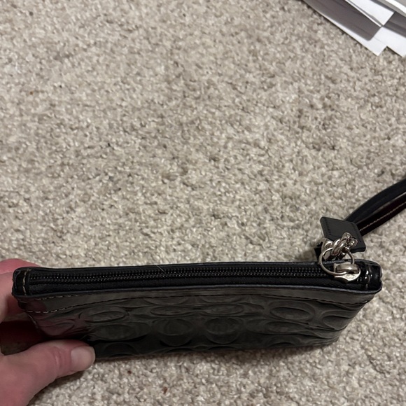 Coach Glossy Black Embossed Wristlet - Picture 3 of 10